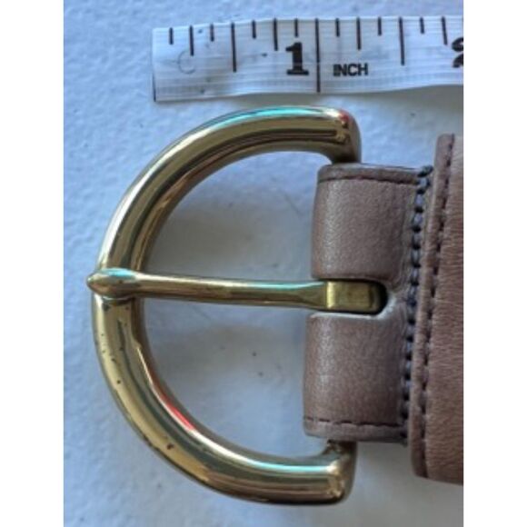 COACH LEATHER BELT D Ring BRASS BUCKLE # 8500 TAUPE COLOR SIZE M Made In USA - Picture 13 of 13